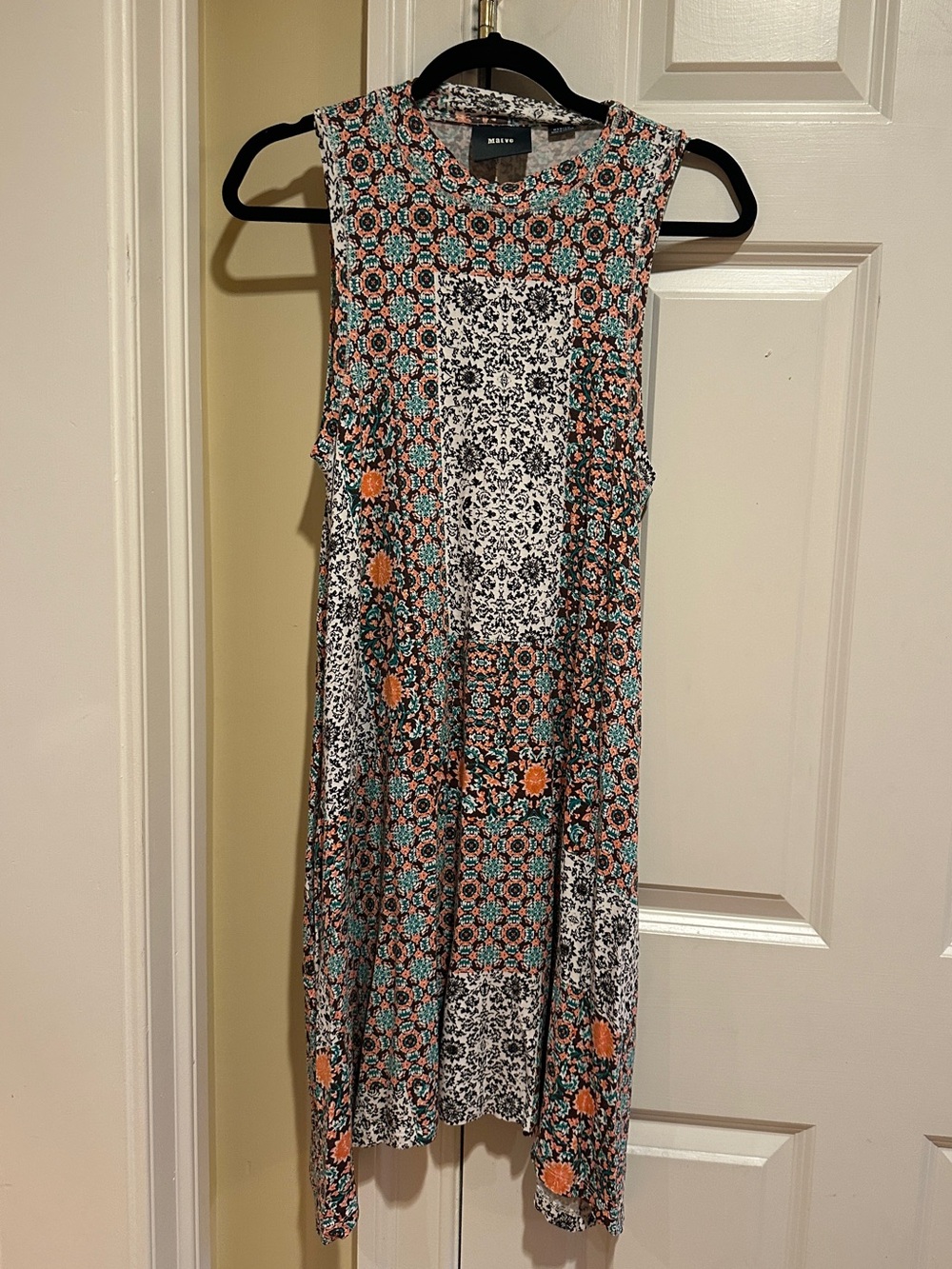 Maeve Anthropologie Boho Patchwork Handkerchief Hem Swing Dress Medium
